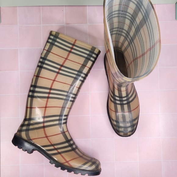 Vintage Burberry Rubber Rain Boots - Picture 1 of 7